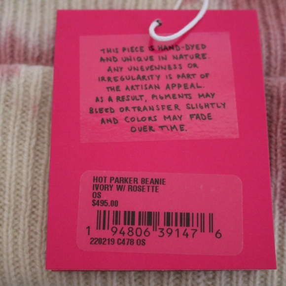 The Elder Statesman Pink and White Cashmere Knit Beanie NWT main image 5